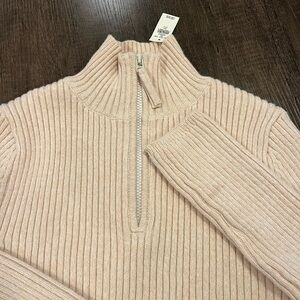 Aerie - Women's cropped Ribbed Zip Sweater - Cream